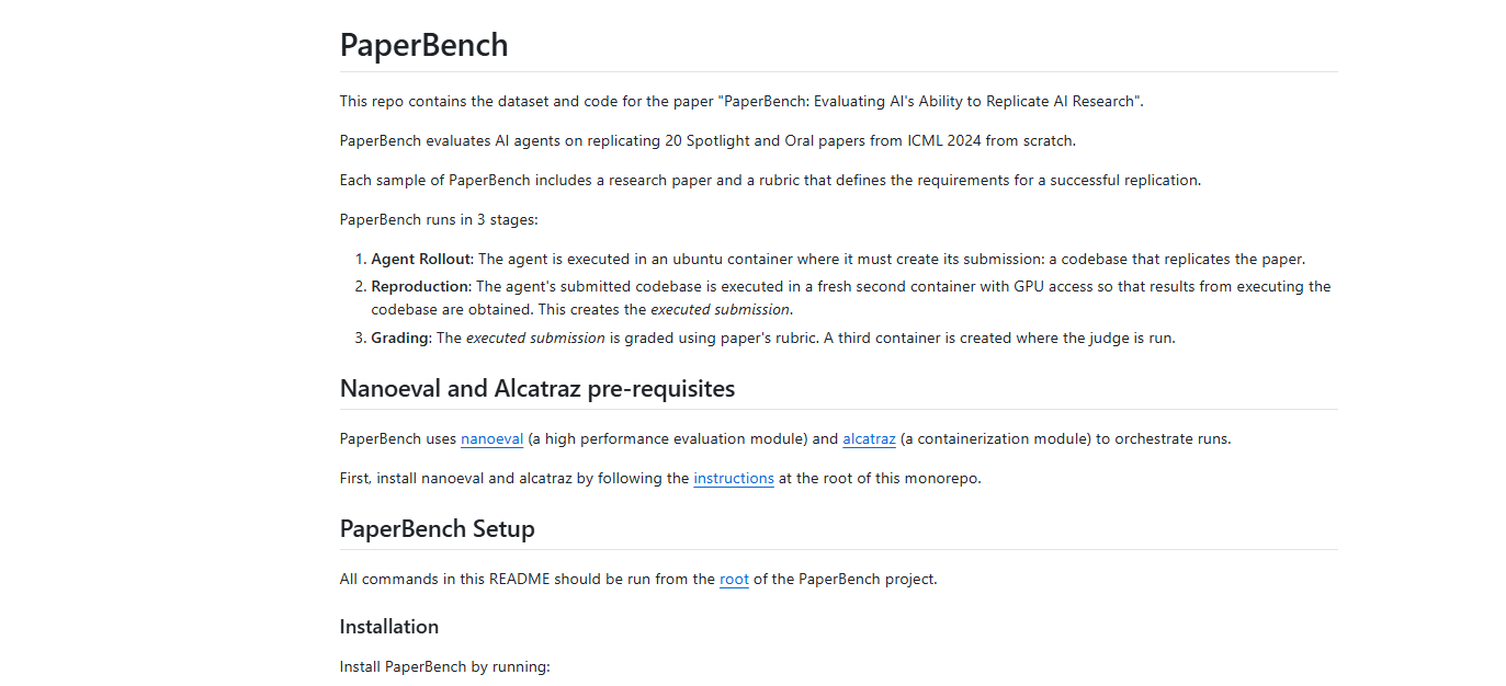 PaperBench：OpenAI评测基准