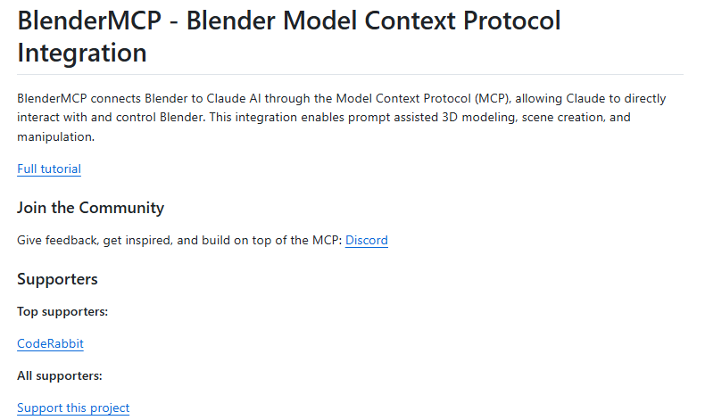 Blender-MCP：AI 3D开源工具