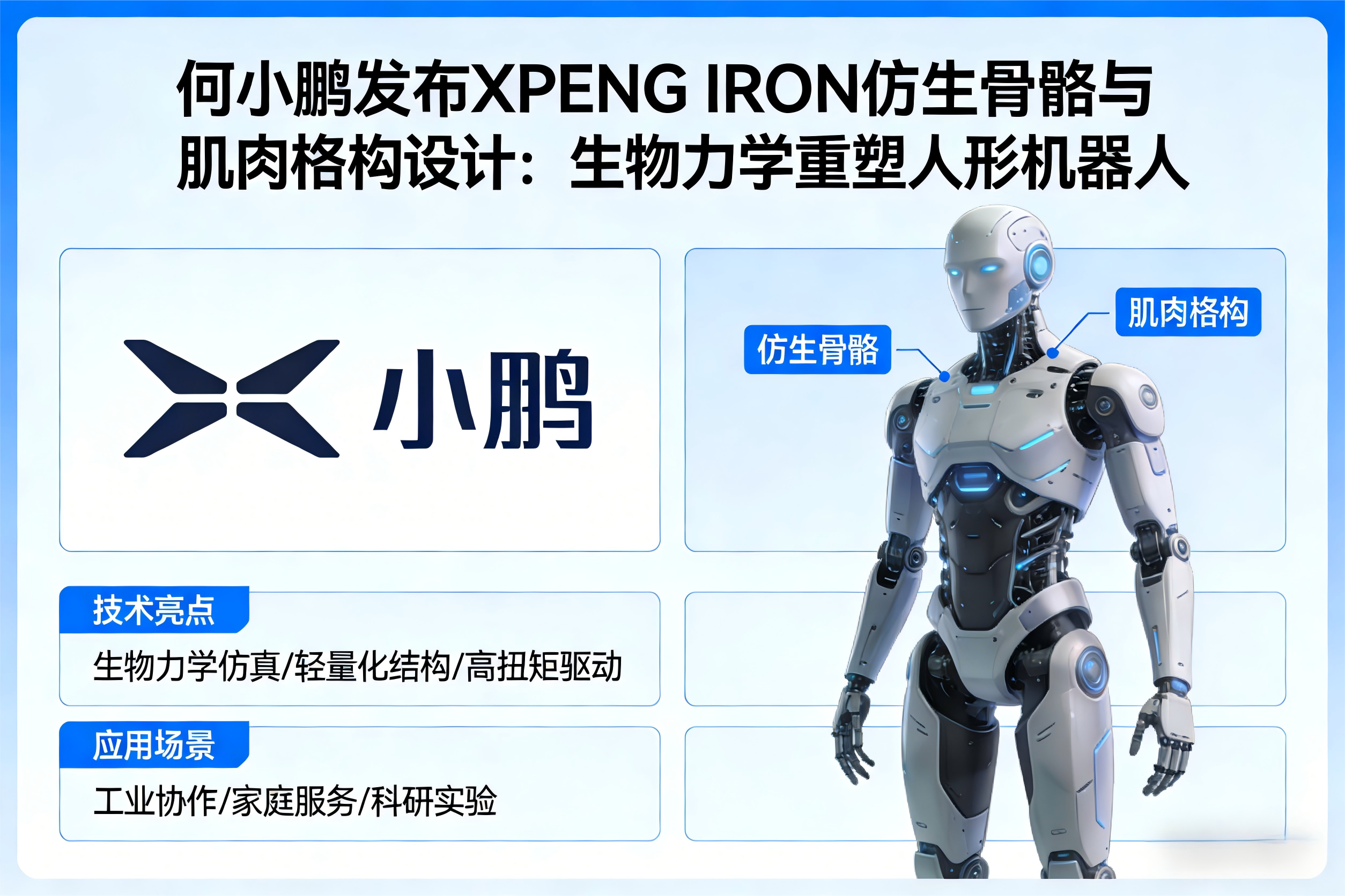 何小鹏发布XPENG IRON仿生骨骼与肌肉格构设计：生物力学重塑人形机器人