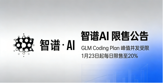 智谱AI 限售公告：GLM Coding Plan 峰值并发受限，1月23日起每日限售至20%