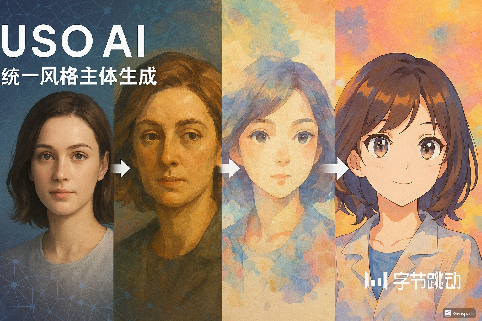 USO AI：字节跳动革命性AI绘画工具，开源的统一风格与主体生成模型