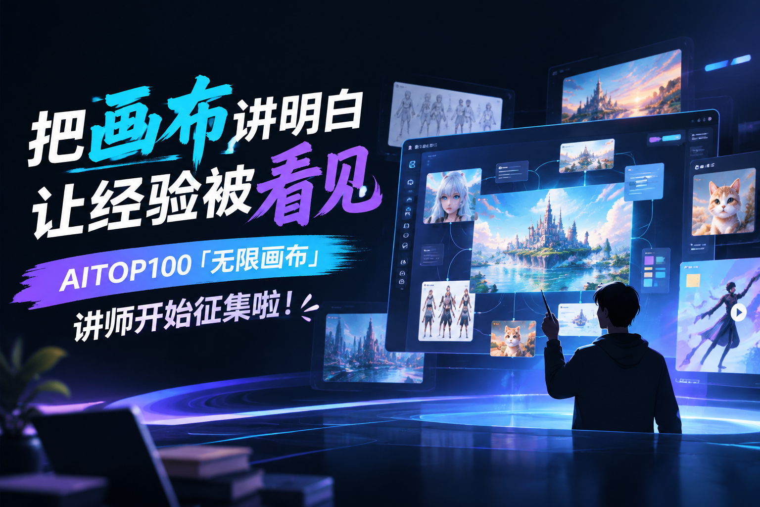 把画布讲明白，让经验被看见：AITOP100「无限画布」讲师征集啦！