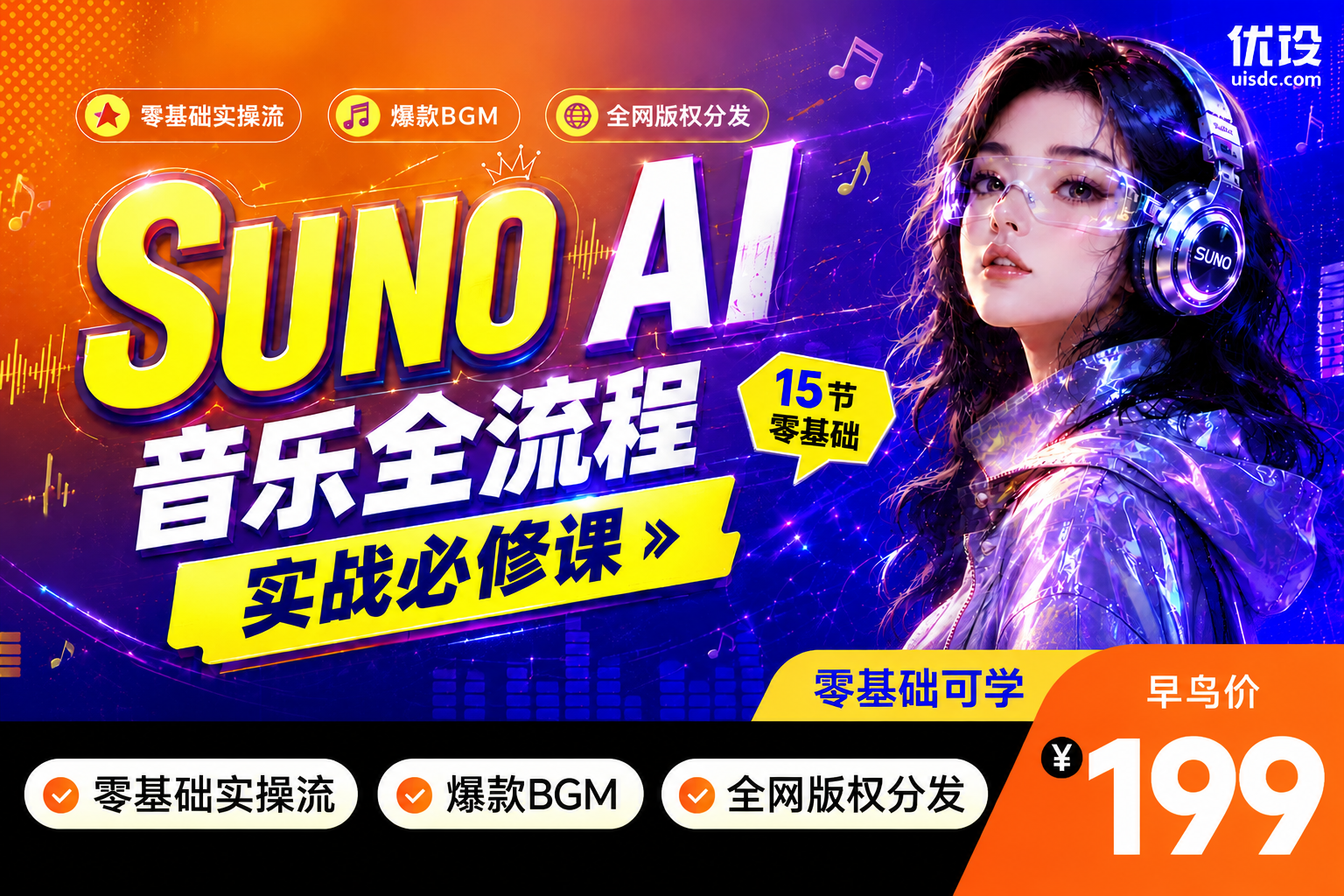 15节零基础 Suno AI 音乐全流程实战必修课