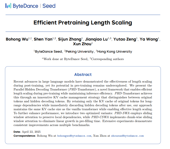 Efficient Pretraining Length Scaling