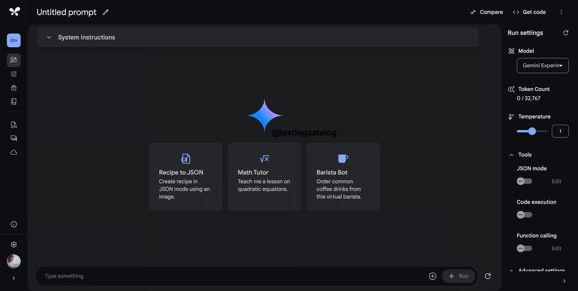 Google AI Studio 操作界面
