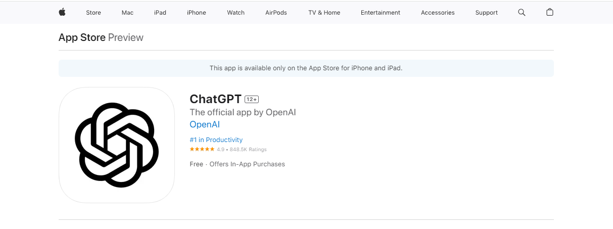 ChatGPT的iOS版本