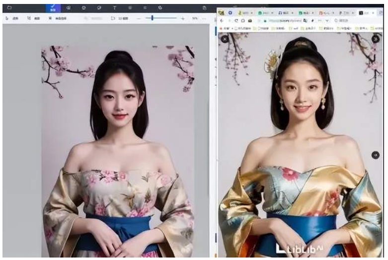 作者向公众展示了其AI绘画模型生成的原图，且和360在发布会上展示的图片进行了对比！