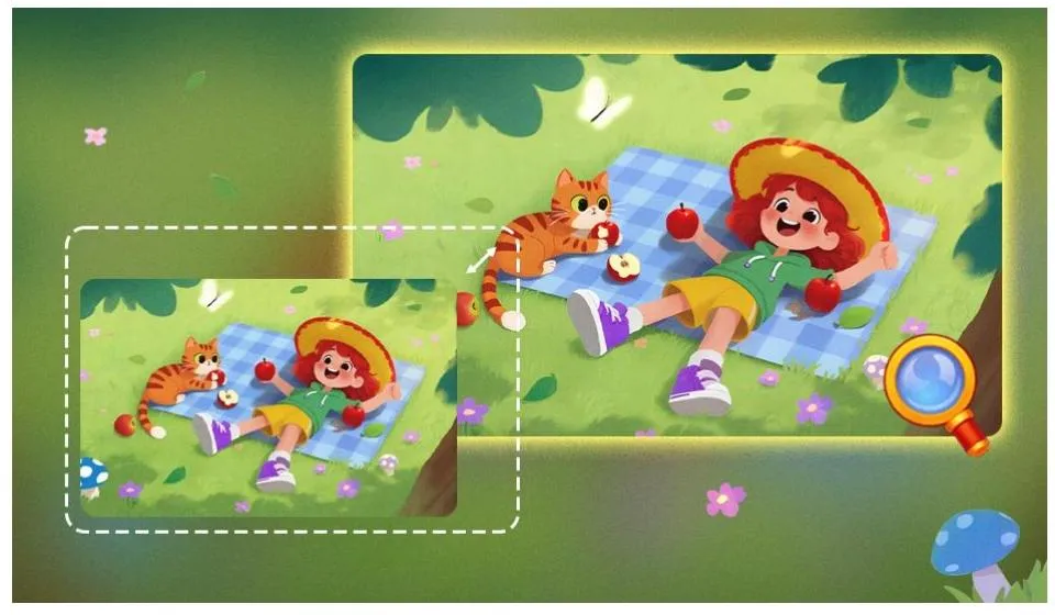 卡通猫咪和小女孩