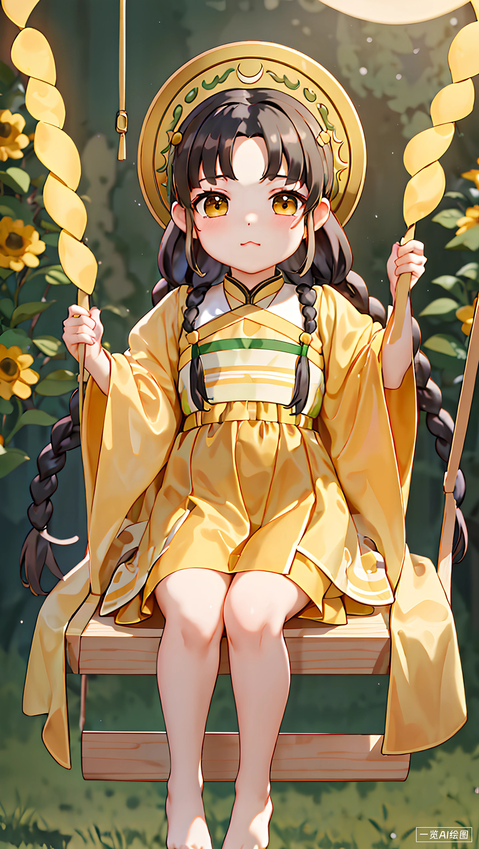 月光下秋千女孩