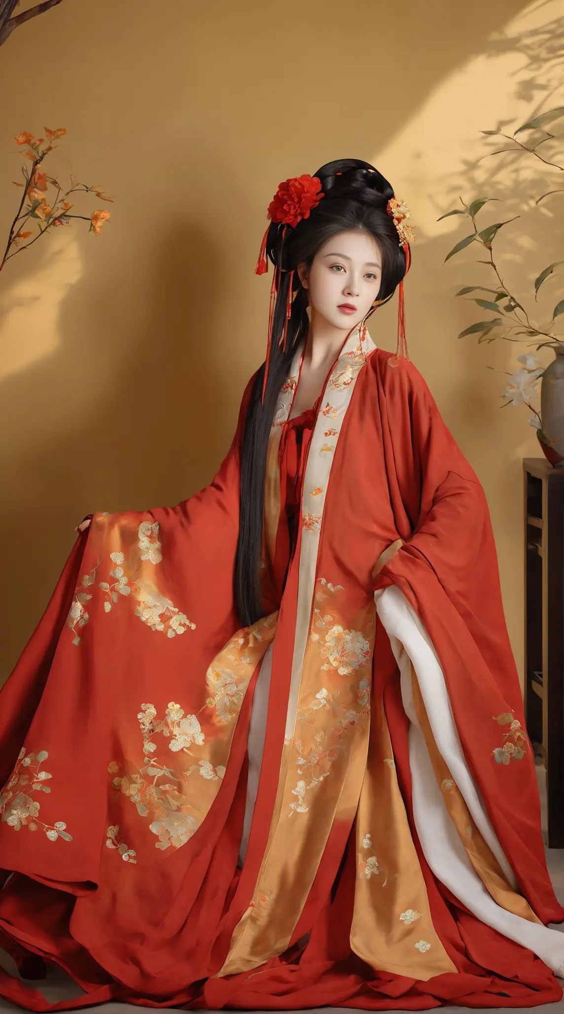 圆领袍花朵织金