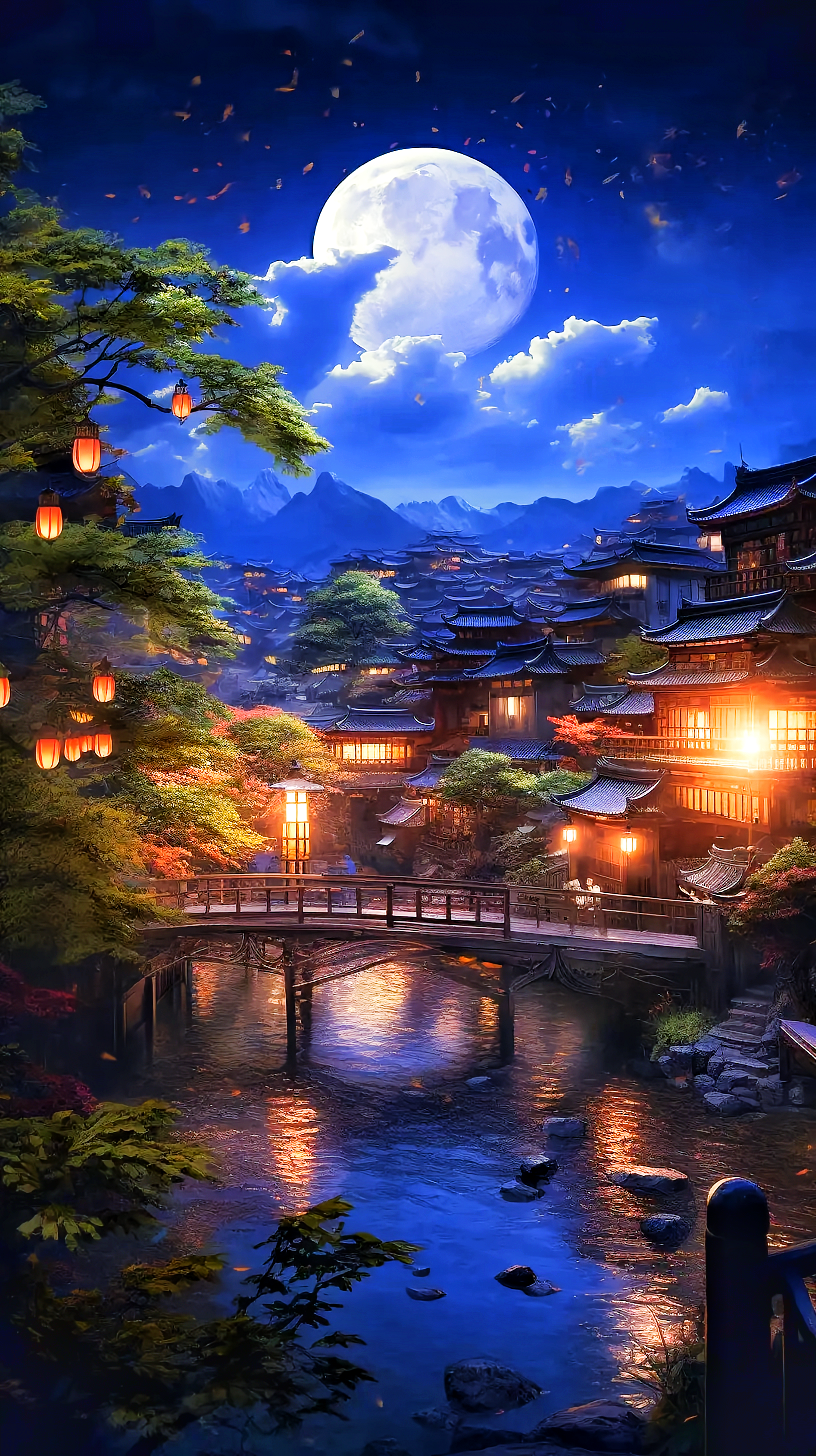 满目繁花红锦绣，春风扶疏又双修。古镇荡漾乘酒浓，人间美景