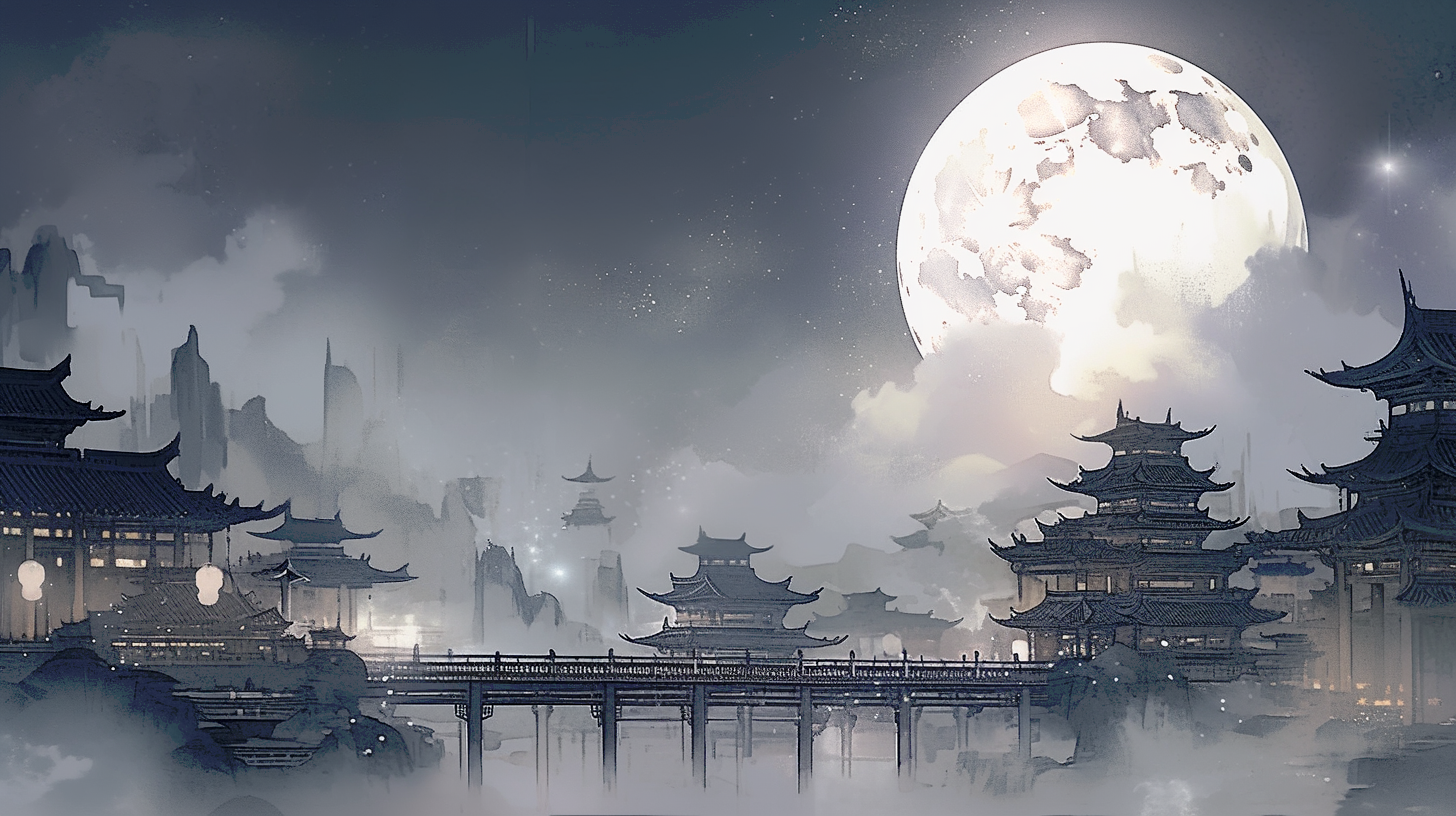 水墨唐风 - 圆月夜