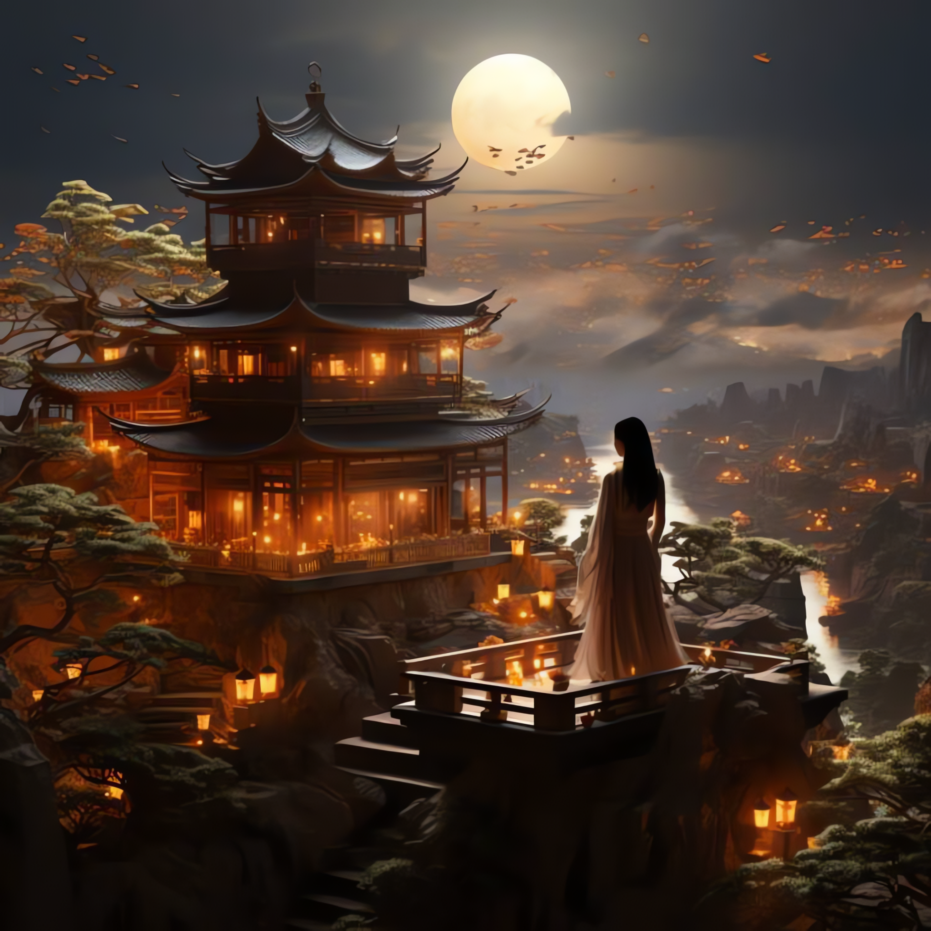 昔时，岳阳楼夜月