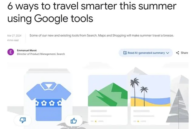 谷歌拟推出能制作旅行攻略的AI工具
