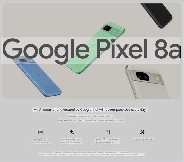 谷歌 Pixel 8a 手机的外观设计、颜色选项、AI功能等细节已泄露