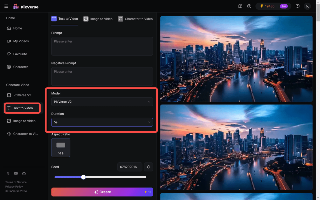 PixVerse V2 文生视频