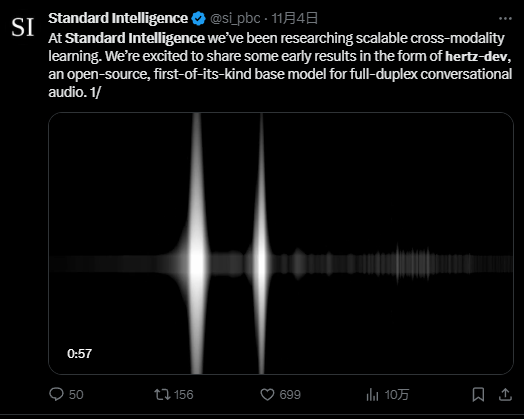 全新开源音频模型Hertz-Dev:超低延迟，实现AI实时对话