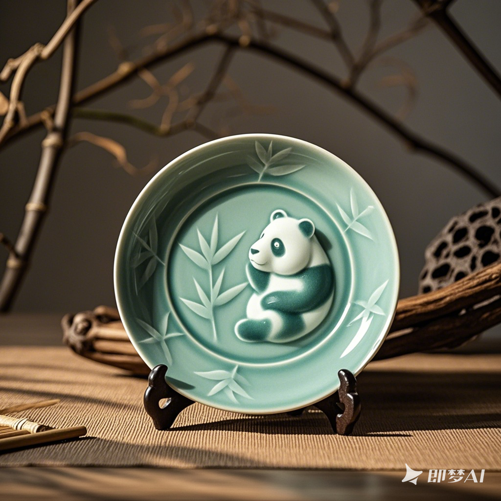 翠影熊猫青瓷