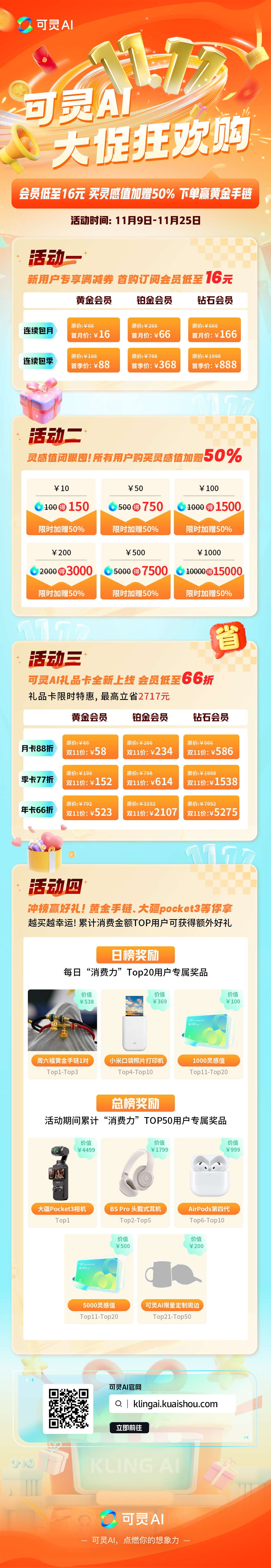 双十一狂欢来袭！可灵AI大促活动火热进行中