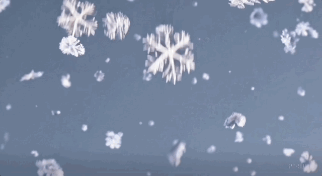 经过Sora的混合（Blend）功能之后，画面中物体从雪花逐渐变成彩色的花瓣，背景色也从冷变暖，效果如下：