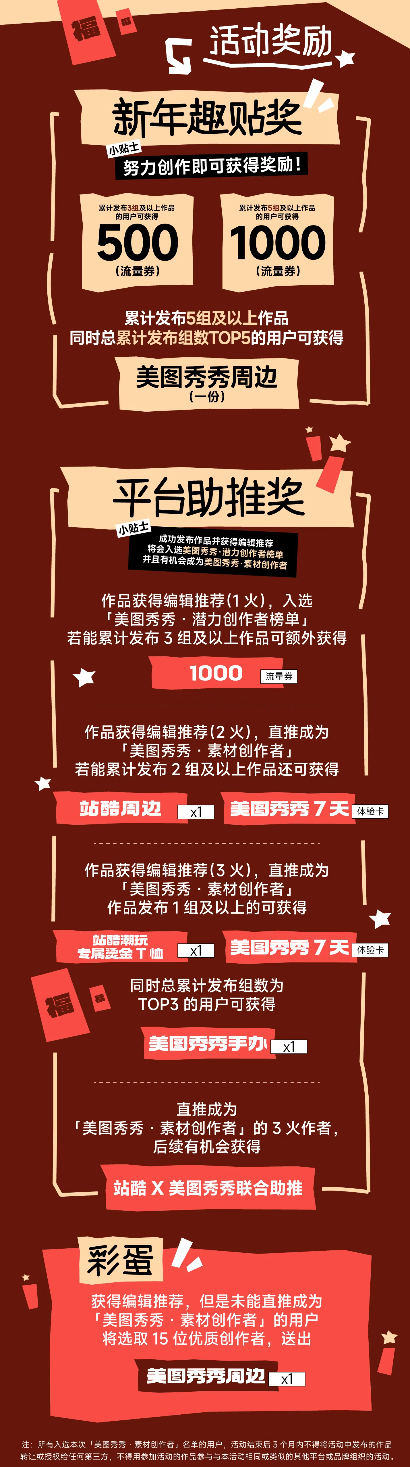 美图秀秀×ZCOOL站酷：蛇年新春至，2025新年主题贴纸征集大赛-活动奖励