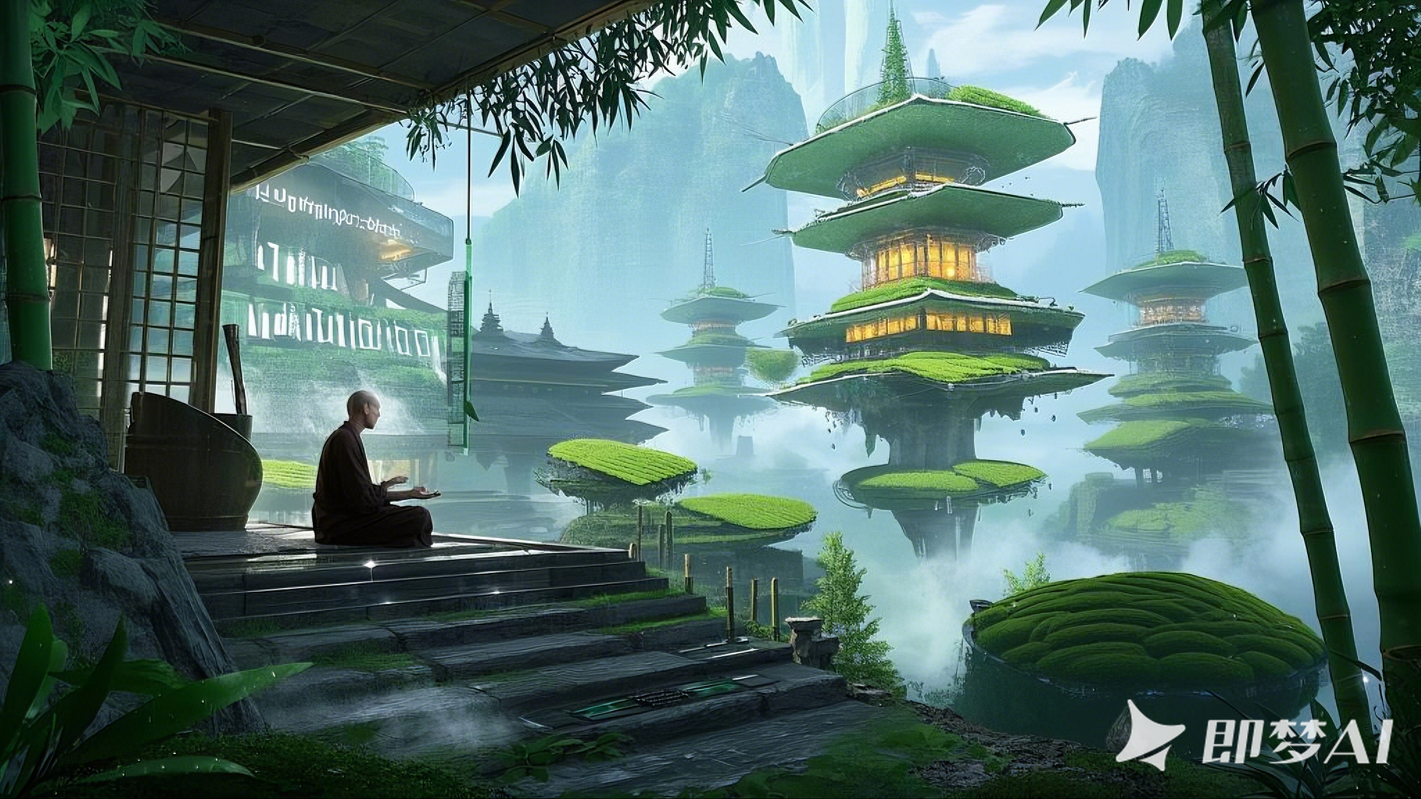 《浮翠禅境:未来东方幻景》-aitop100,ai社区