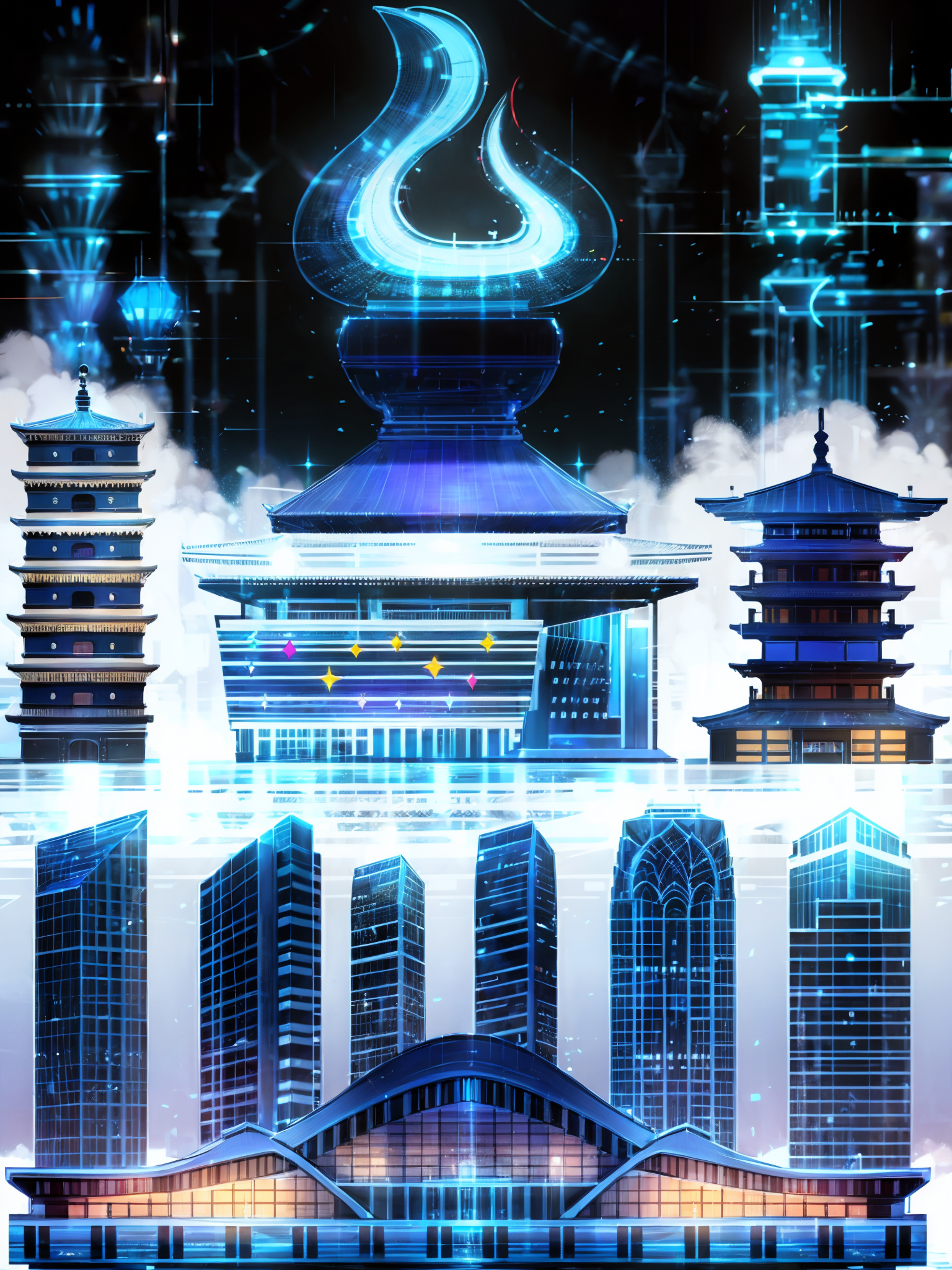 古韵与未来：科技之城的梦幻交响