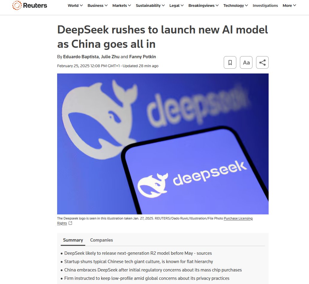 DeepSeekR2发布计划提前，AI 竞赛格局或生变