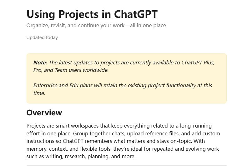 ChatGPT Projects功能
