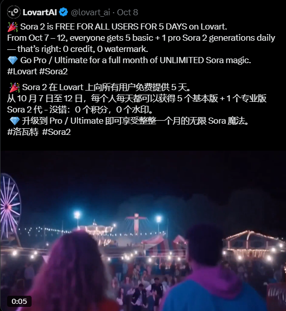 如何免费生成Sora2无水印视频？Lovart开放5天Pro体验，附会员无限攻略