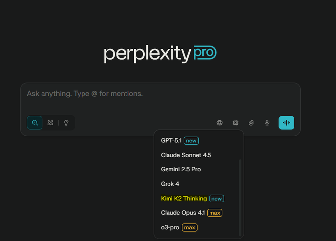 国产AI模型Kimi K2接入Perplexity