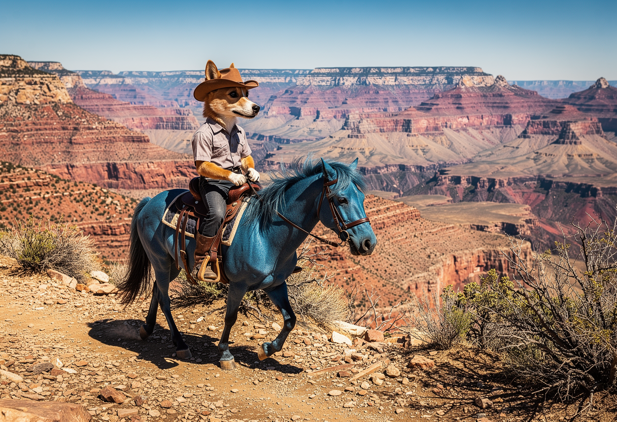 一只狗坐在马上