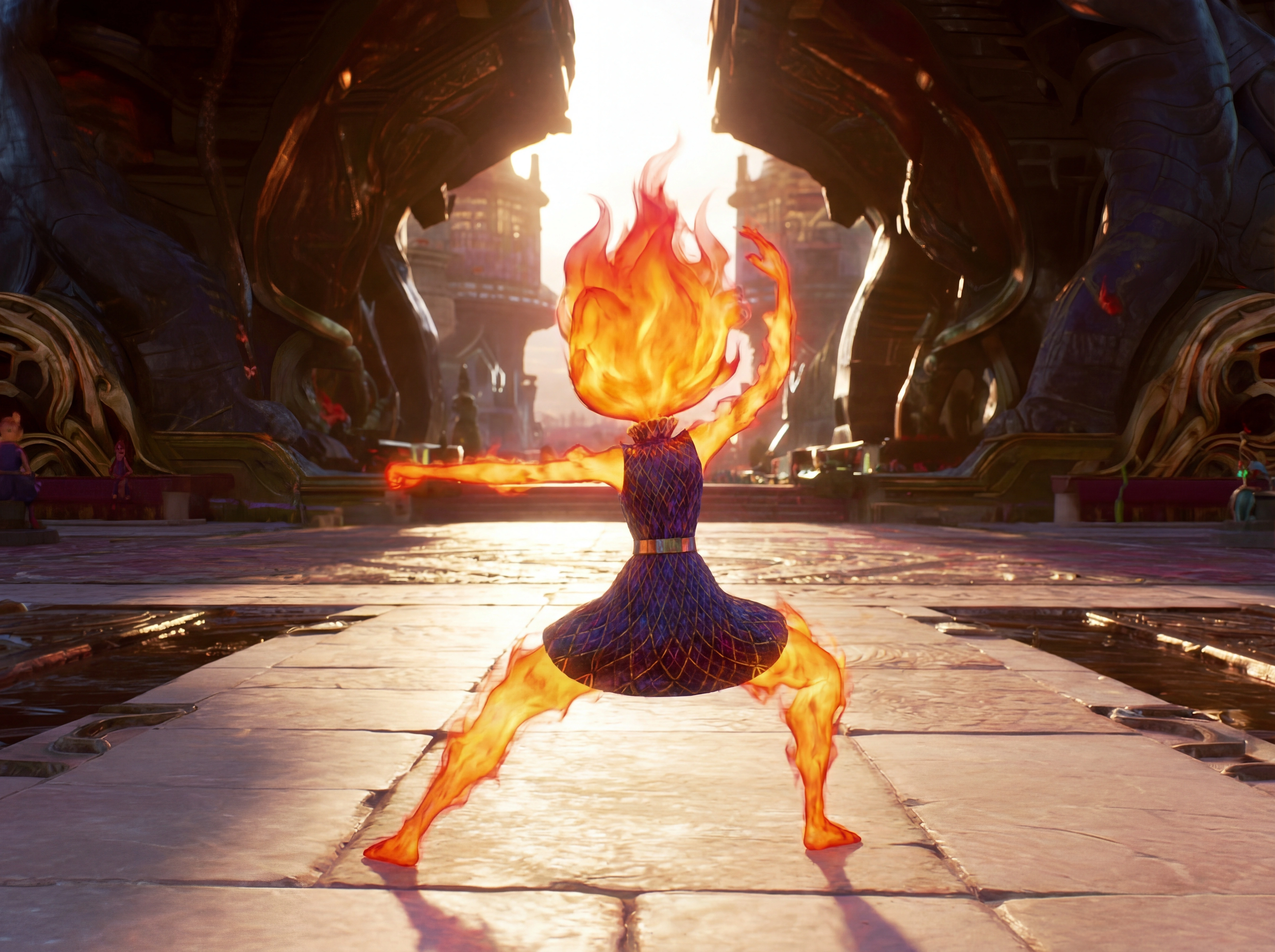 火焰精灵演示传统武术招式十步拳影