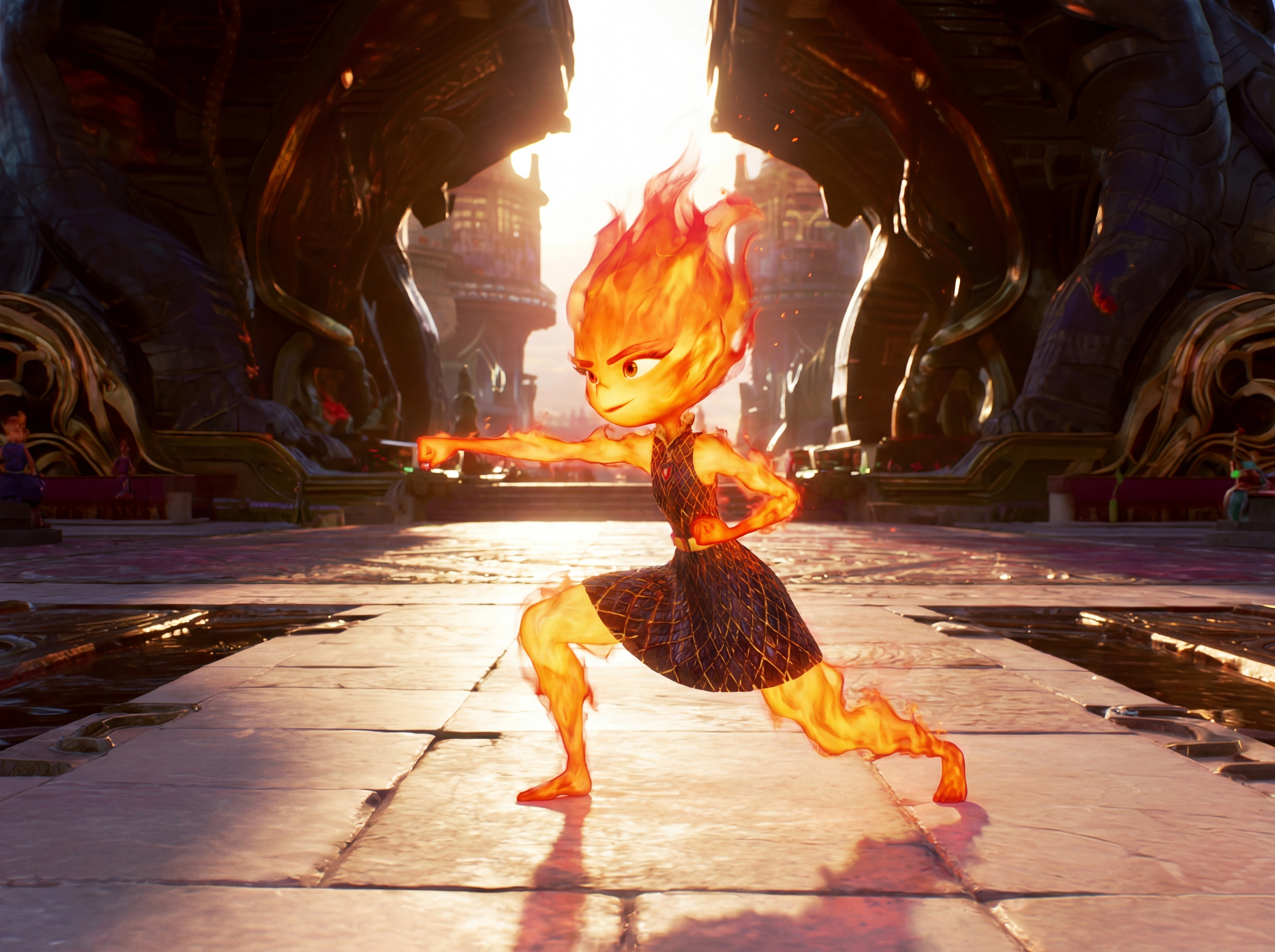 火焰精灵演示传统武术招式十步拳影