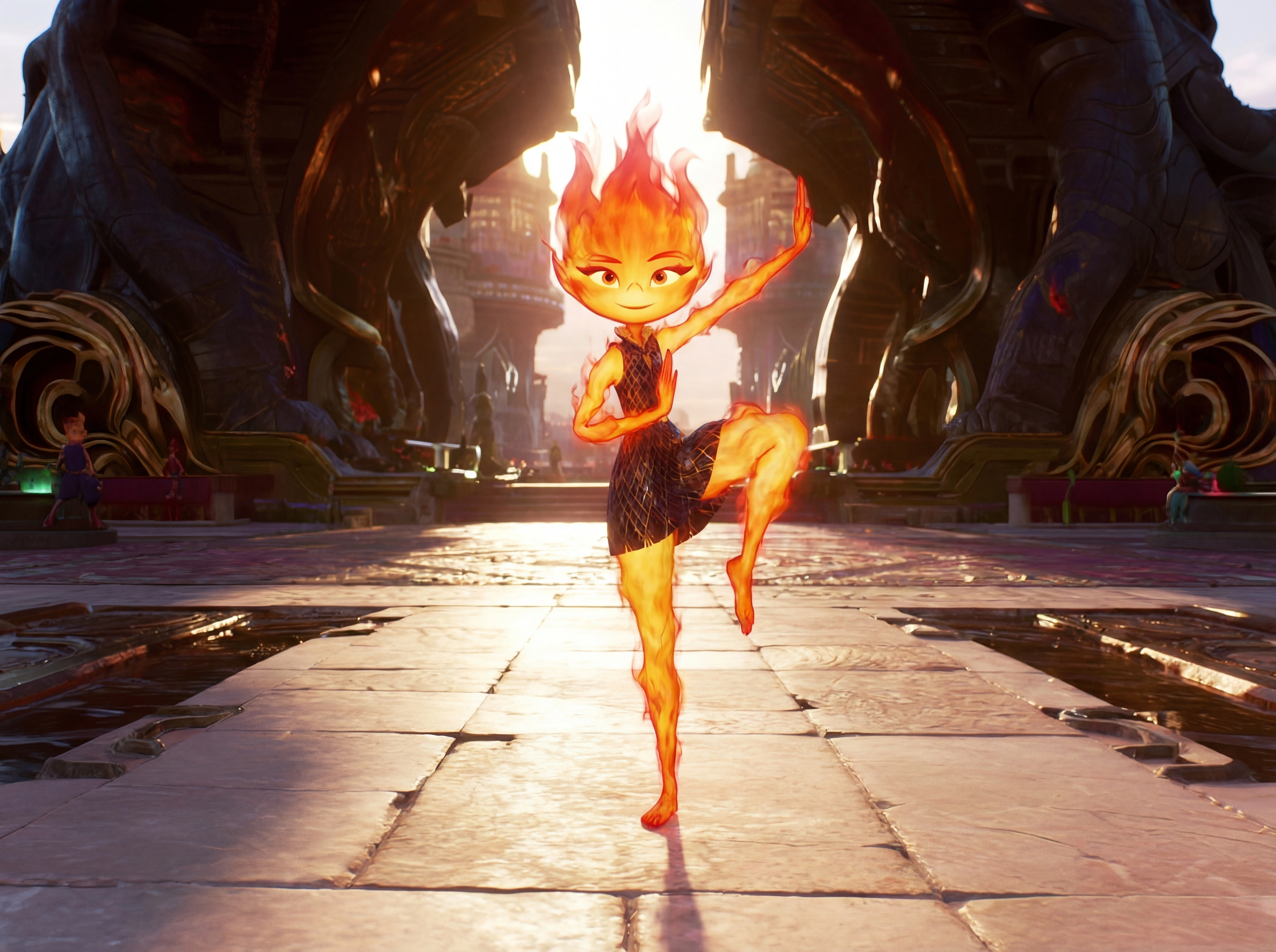 火焰精灵演示传统武术招式十步拳影