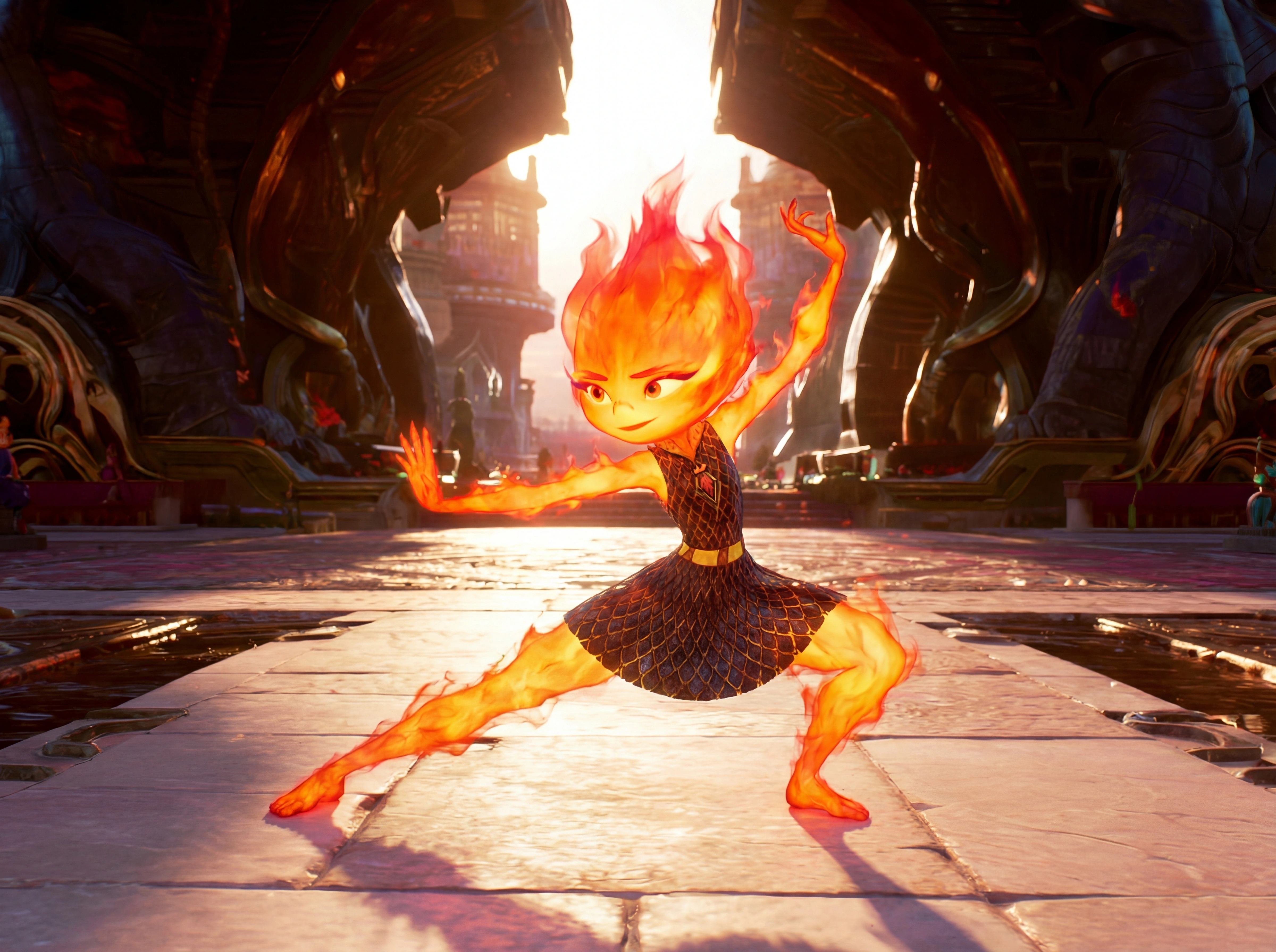 火焰精灵演示传统武术招式十步拳影