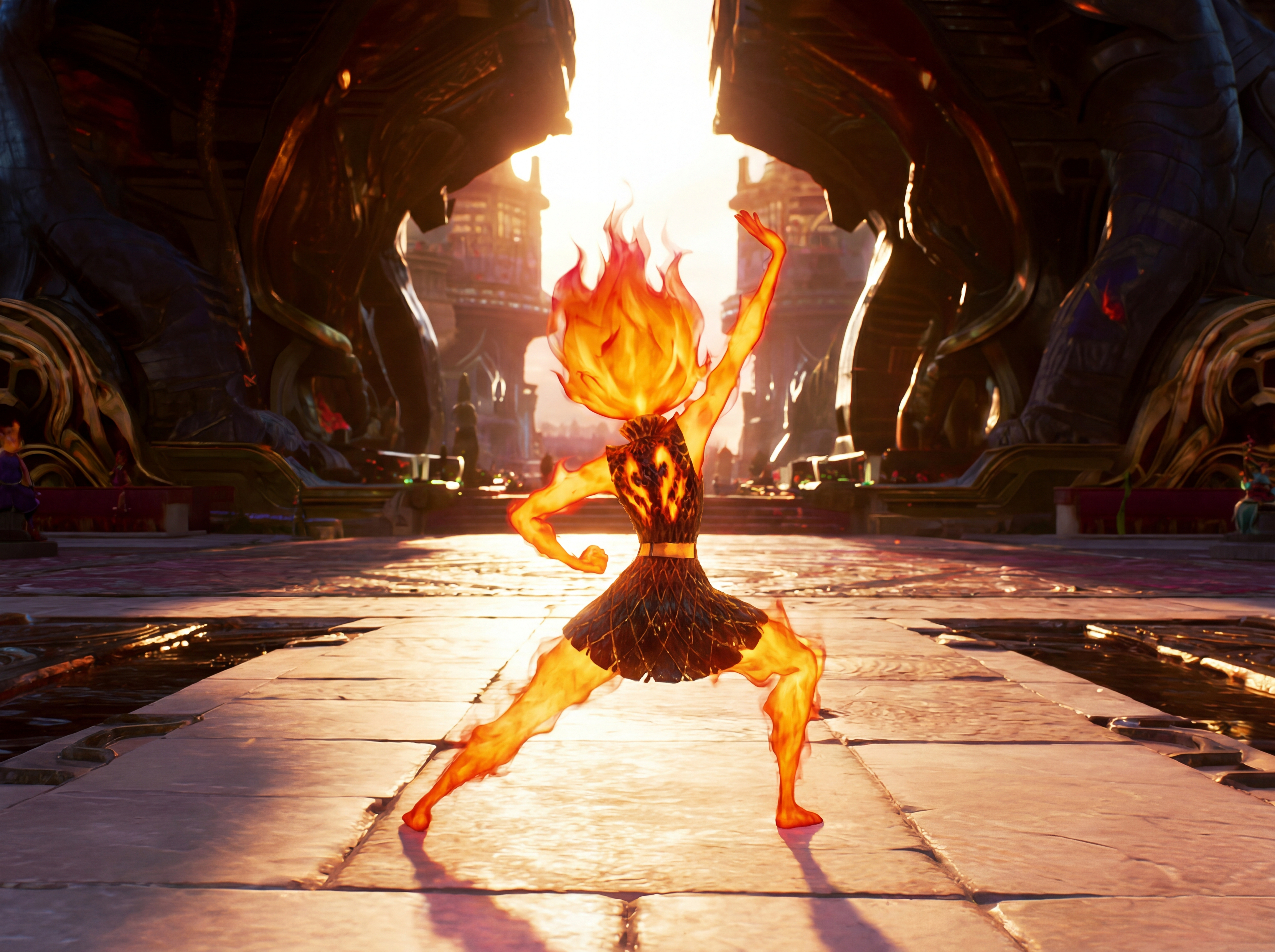 火焰精灵演示传统武术招式十步拳影