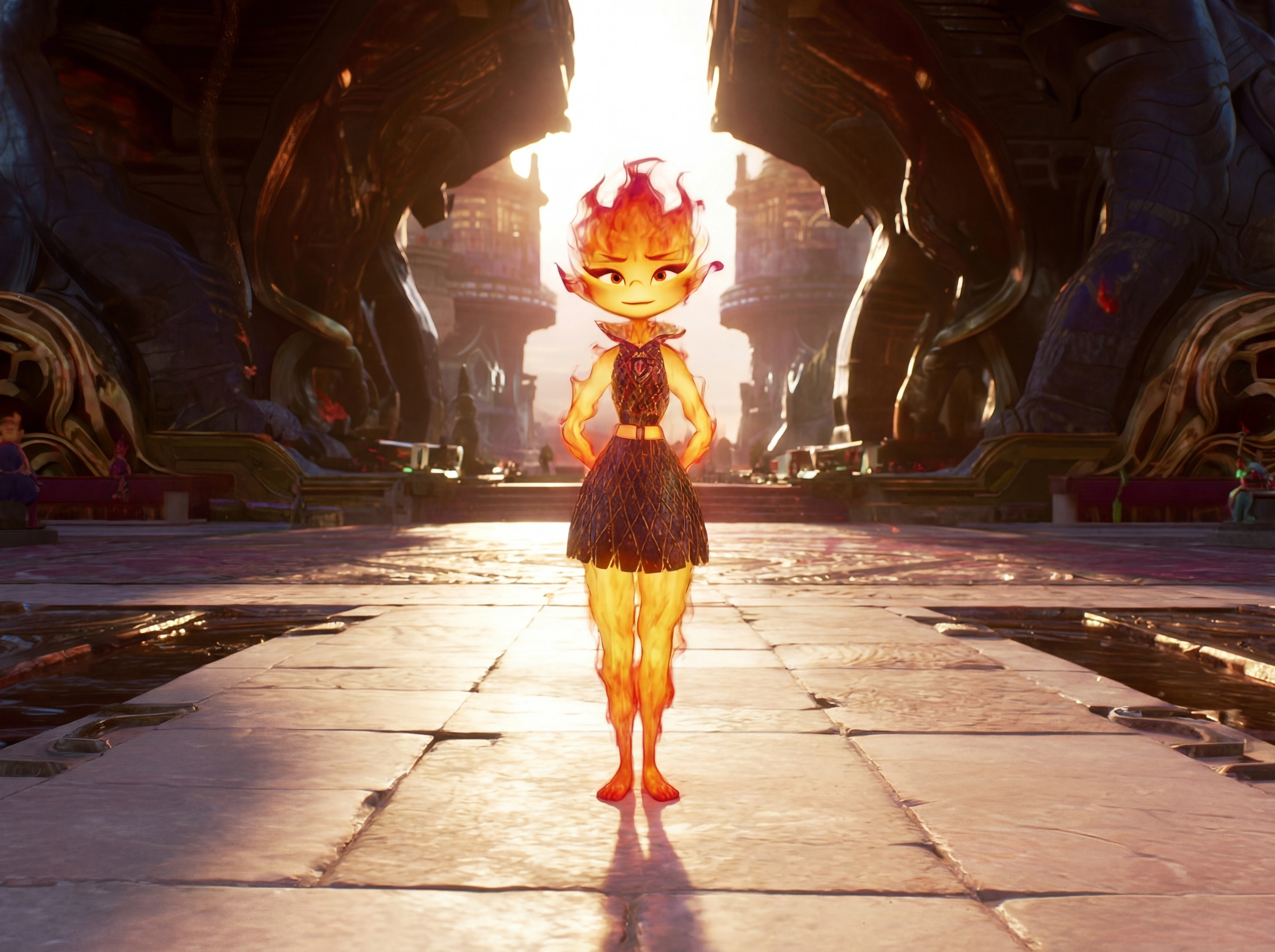 火焰精灵演示传统武术招式十步拳影