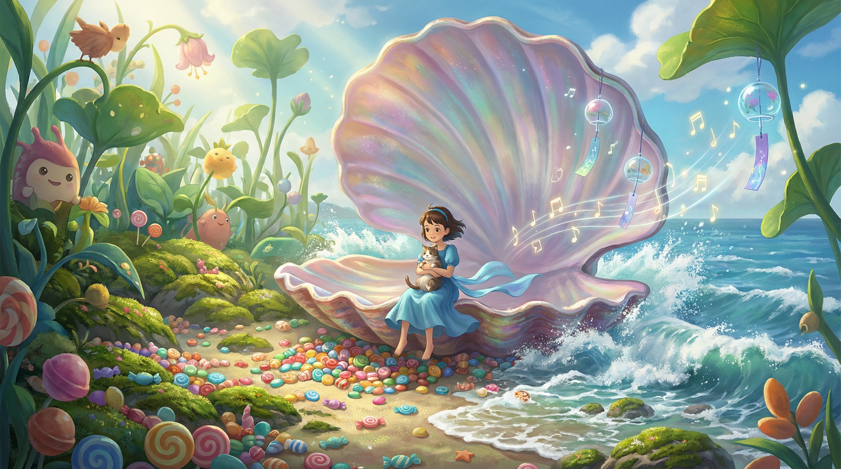 贝壳边的海浪风铃谣