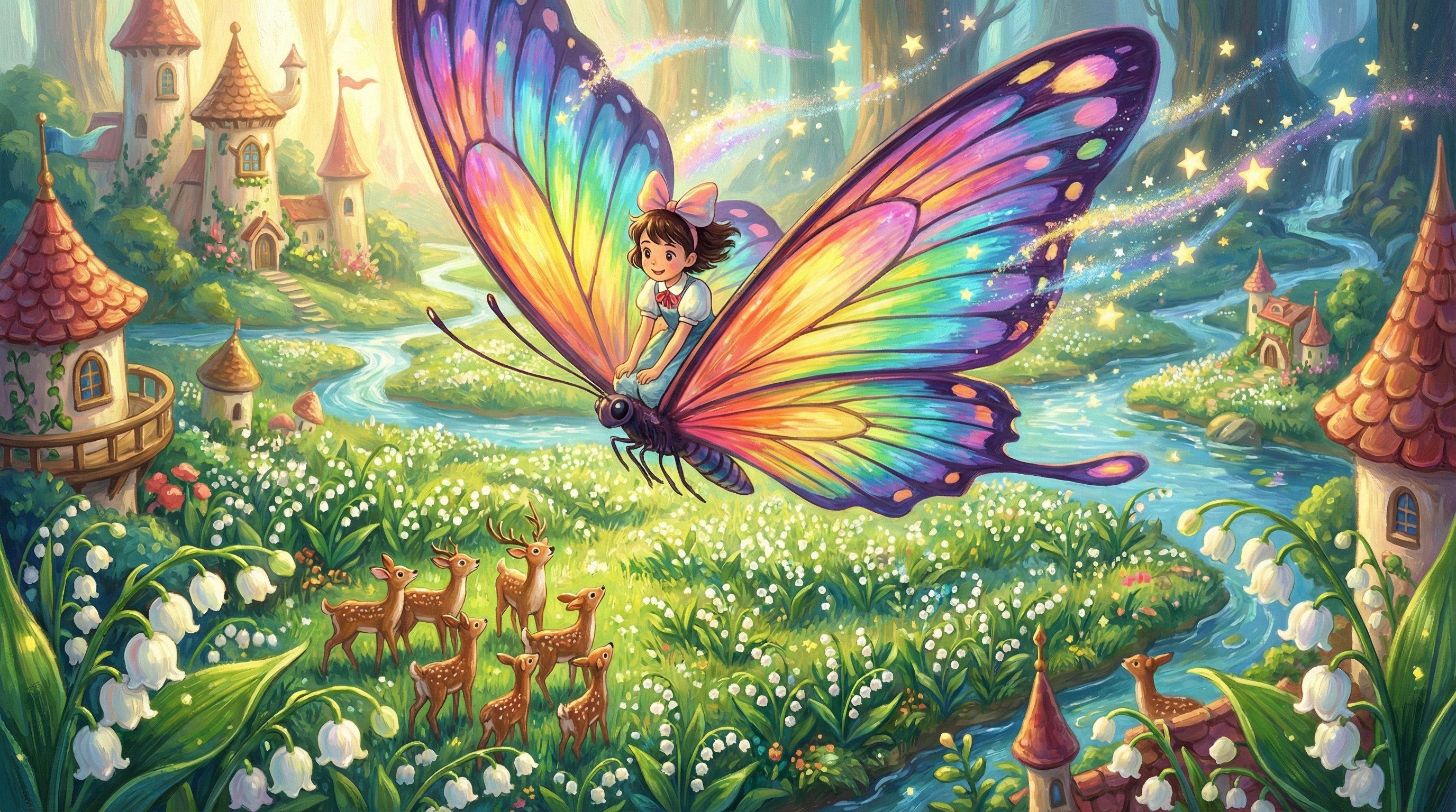 彩蝶翅膀的铃兰山谷行