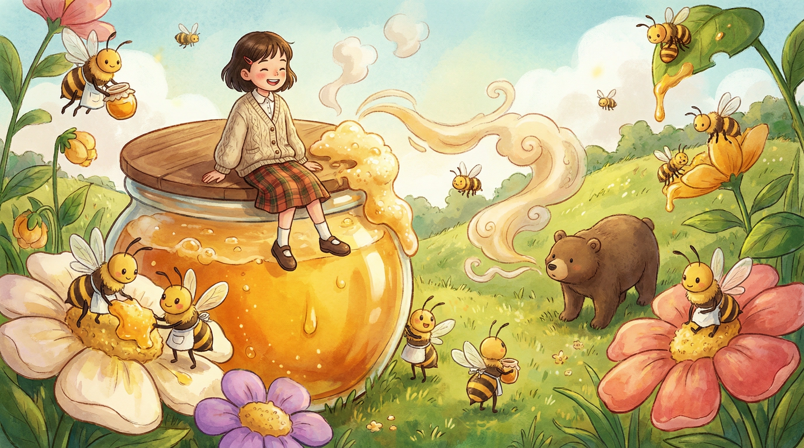 蜂蜜罐上的小熊甜梦