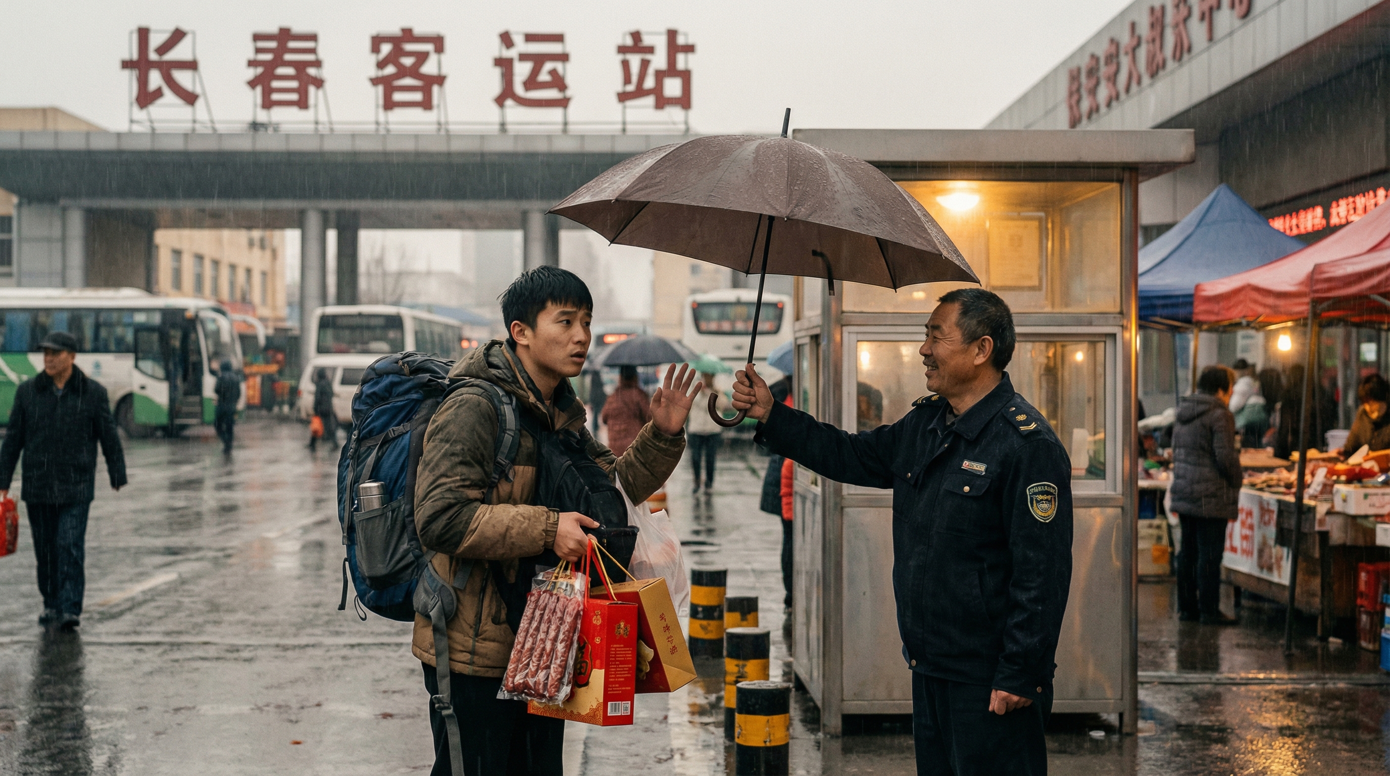 客运站的暖心借伞