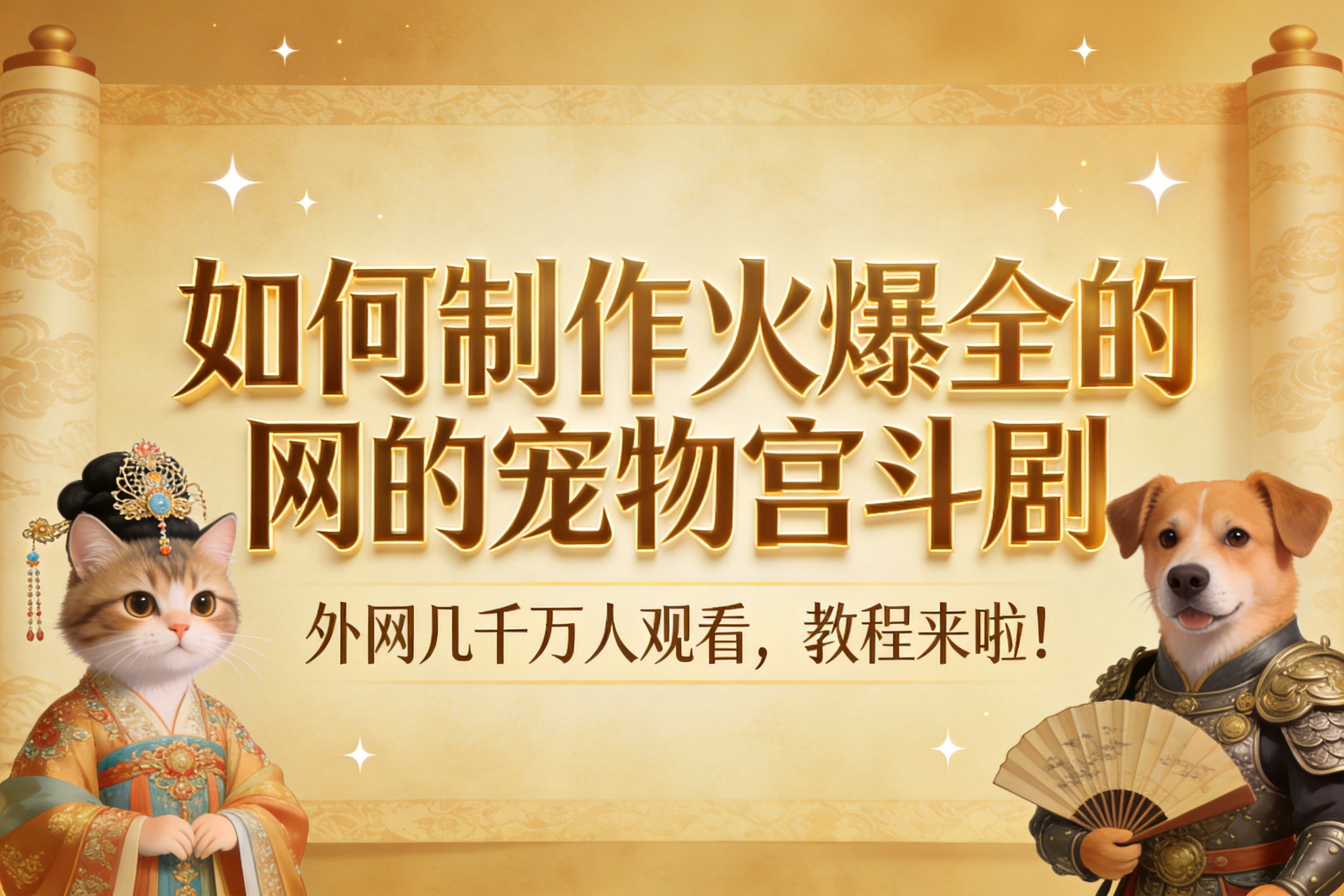 如何制作火爆全网的宠物宫斗剧AI视频，外网几千万人观看，教程来啦！