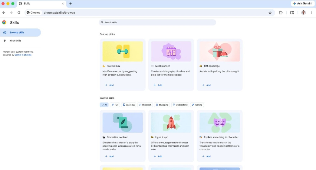 Chrome为Gemini上线