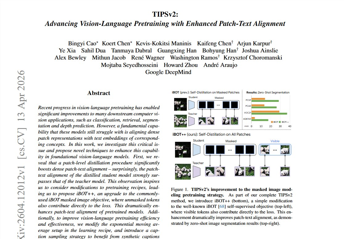 谷歌DeepMind TIPSv2