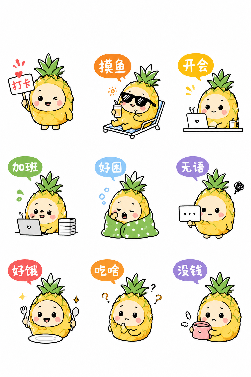 提示词分享1：9连表情包