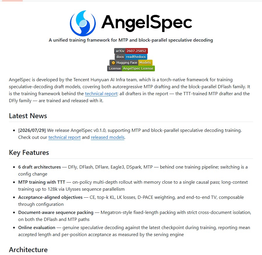 腾讯混元开源 AngelSpec：别把它和 Hyra 混在一起，真正值得看的是“推理加速＋科研智能体”的两条线