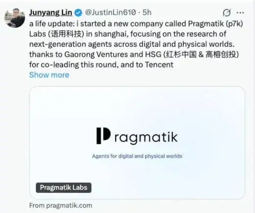 前通义千问负责人林俊旸创业