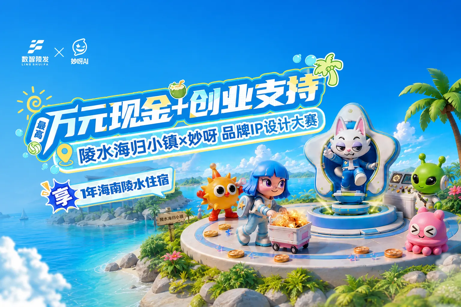 陵水海归小镇x妙呀 品牌IP设计大赛：万元现金+创业支持 