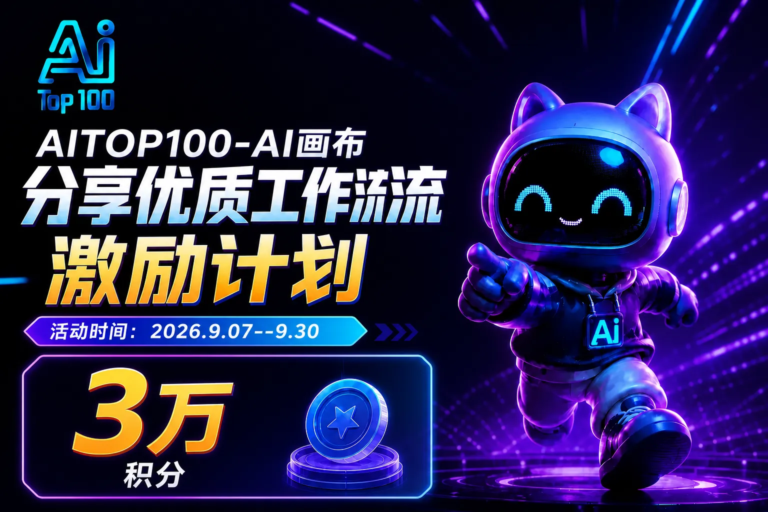 AITOP100-AI画布「分享优质工作流」激励计划上线，3万积分等你来拿！🚀